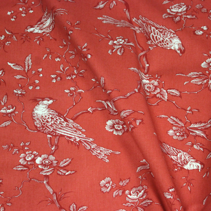 Tissu coton épais demi-natté TOILE DE JOUY AUX MESANGES, grande largeur 280cm : cinq couleurs dispos - OEKO-TEX