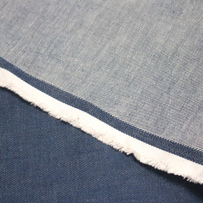 Tissu DENIM brut 100% coton bleu roi rigide 425gr/m2 - Fabrication italienne - TissusPapi.com