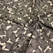 Tissu coton demi natté motif japonais GINKGO : BLEU ou NOIR - OEKO - TEX STANDARD 100 - TissusPapi.com