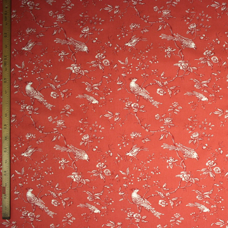 Tissu coton épais demi - natté TOILE DE JOUY AUX MESANGES, grande largeur 280cm : cinq couleurs dispos - OEKO - TEX - TissusPapi.com