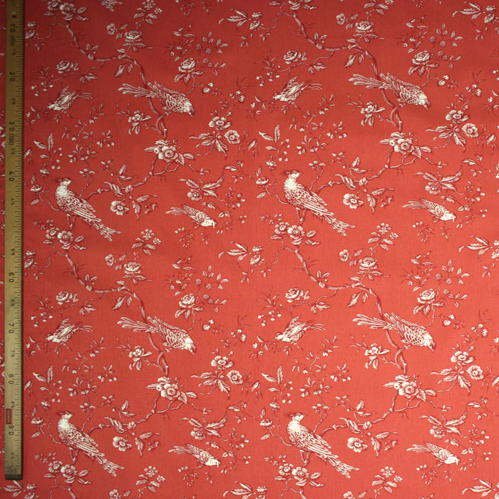 Tissu coton épais demi-natté TOILE DE JOUY AUX MESANGES, grande largeur 280cm : cinq couleurs dispos - OEKO-TEX