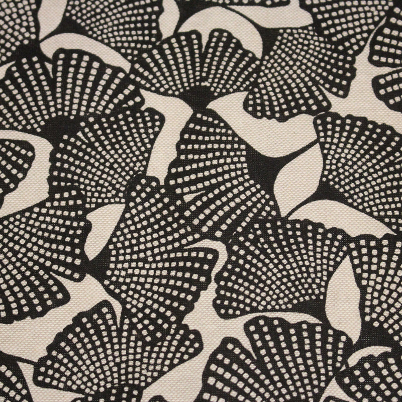 Tissu coton demi natté motif japonais GINKGO : BLEU ou NOIR - OEKO - TEX STANDARD 100 - TissusPapi.com