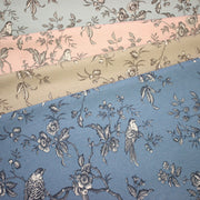 Tissu coton épais demi - natté TOILE DE JOUY AUX MESANGES, grande largeur 280cm : cinq couleurs dispos - OEKO - TEX - TissusPapi.com