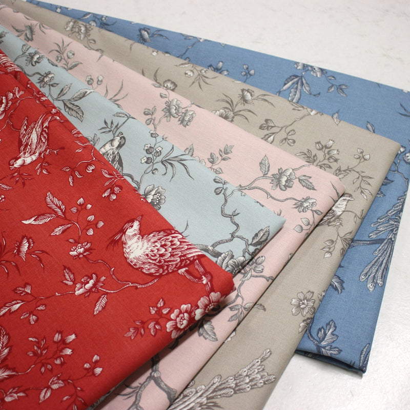 Tissu coton épais demi - natté TOILE DE JOUY AUX MESANGES, grande largeur 280cm : cinq couleurs dispos - OEKO - TEX - TissusPapi.com