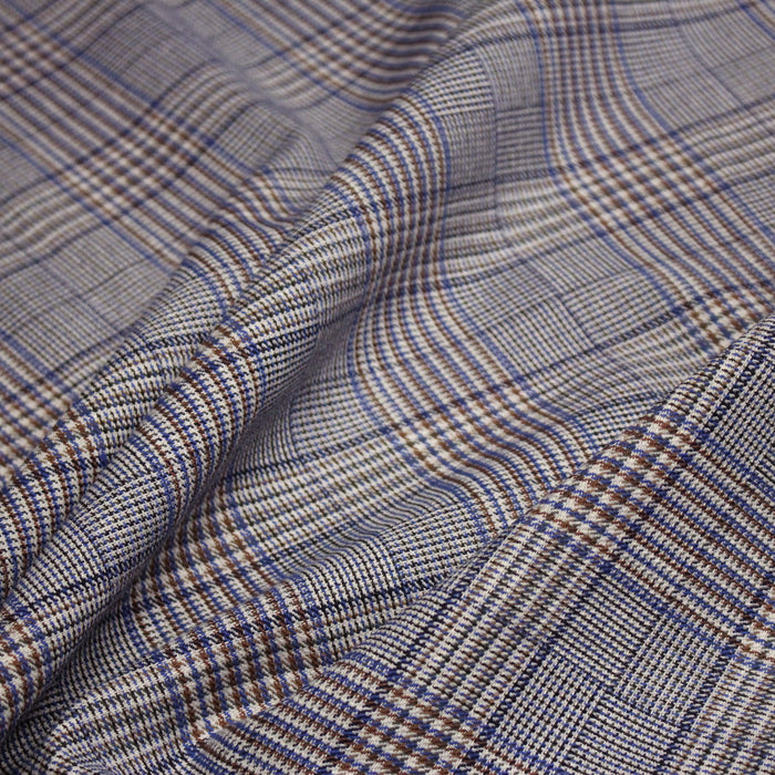 Tissu draperie Prince de Galles bleu & marron - Fabrication italienne