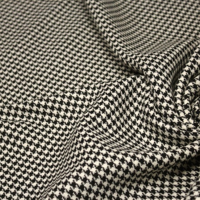 Tissu Lainage Pied de coq noir & blanc cassé - Fabrication italienne