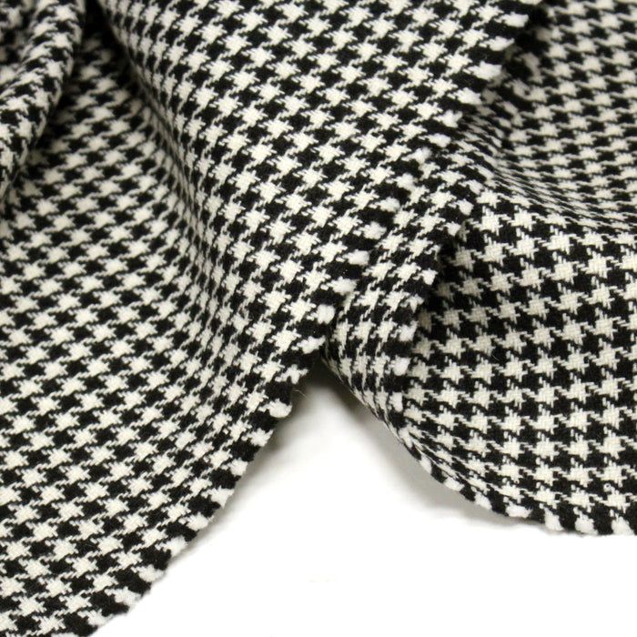 Tissu Lainage Pied de coq noir & blanc cassé - Fabrication italienne