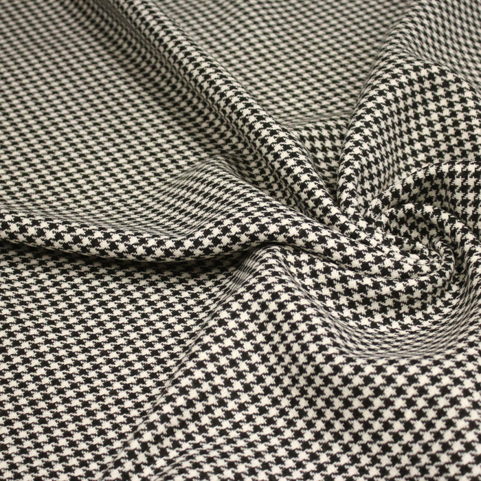 Tissu Lainage Pied de coq noir & blanc cassé - Fabrication italienne