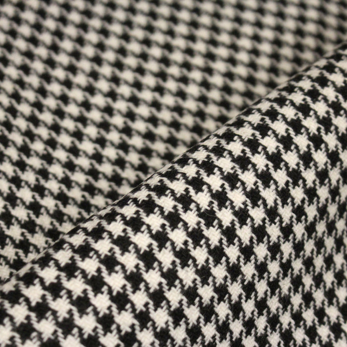 Tissu Lainage Pied de coq noir & blanc cassé - Fabrication italienne