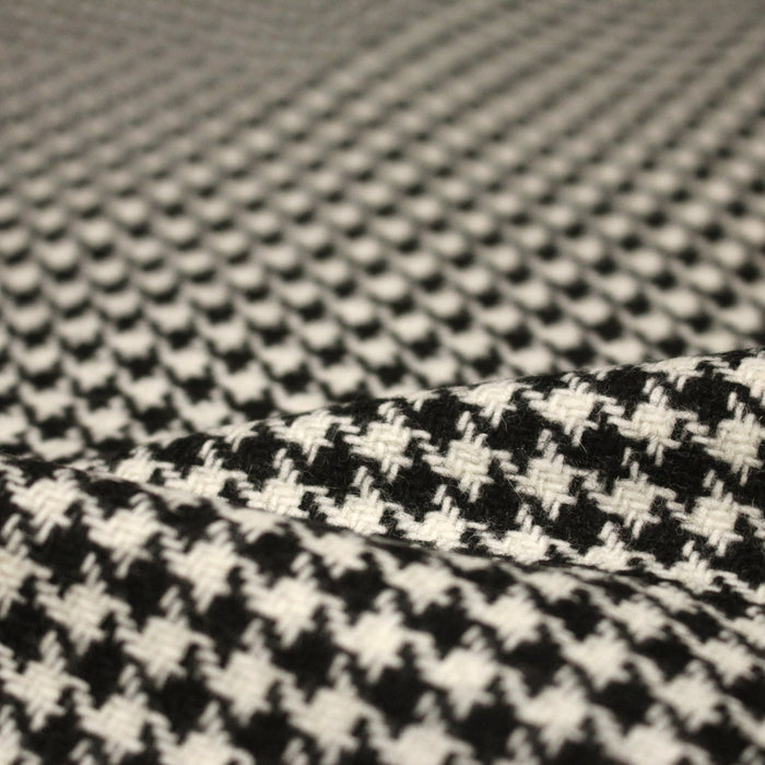 Tissu Lainage Pied de coq noir & blanc cassé - Fabrication italienne