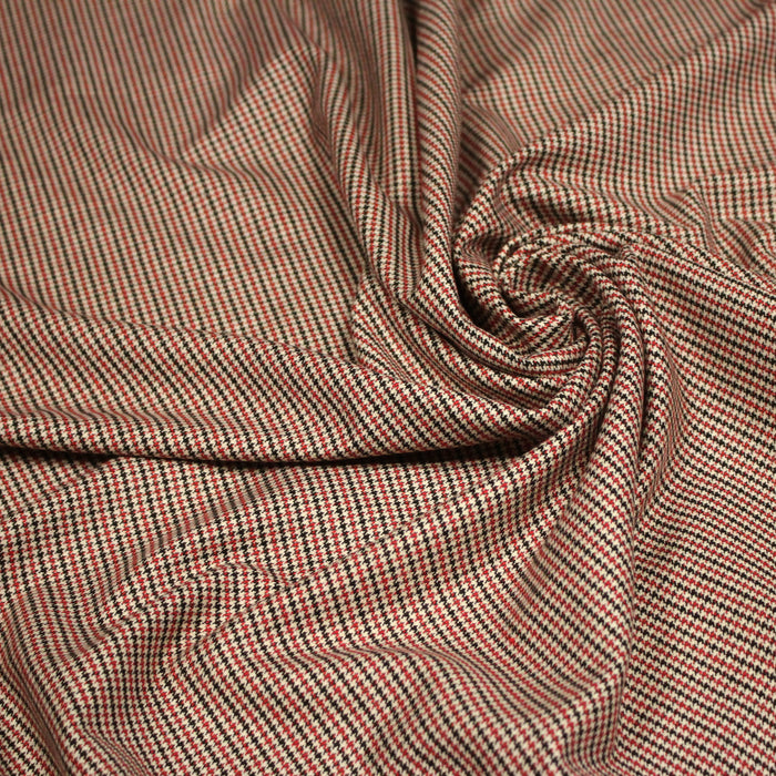 Tissu draperie Pied de poule rouge noir écru - Fabrication italienne