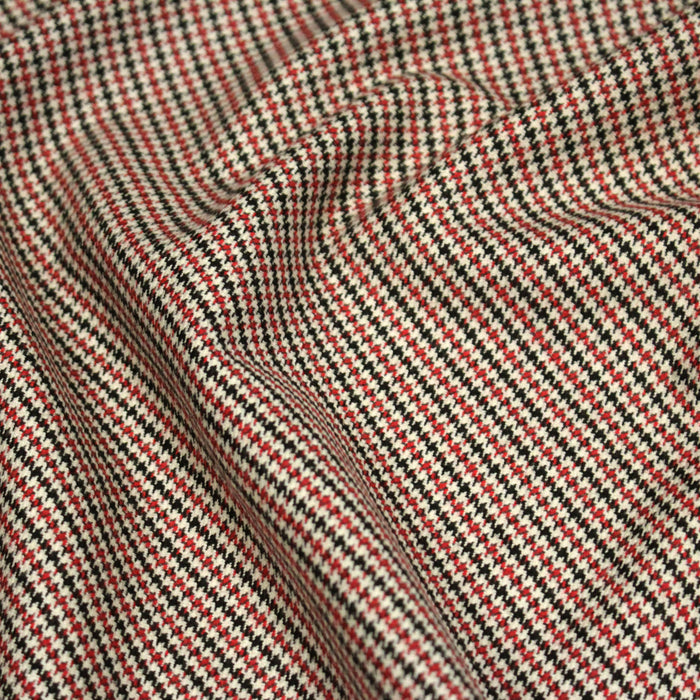 Tissu draperie Pied de poule rouge noir écru - Fabrication italienne