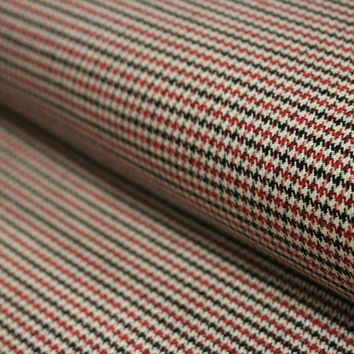 Tissu draperie Pied de poule rouge noir écru - Fabrication italienne