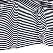 Tissu popeline de coton marinière à rayures blanches et bleu marine - OEKO - TEX STANDARD 100 - TissusPapi.com