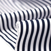 Tissu popeline de coton marinière à rayures blanches et bleu marine - OEKO - TEX STANDARD 100 - TissusPapi.com