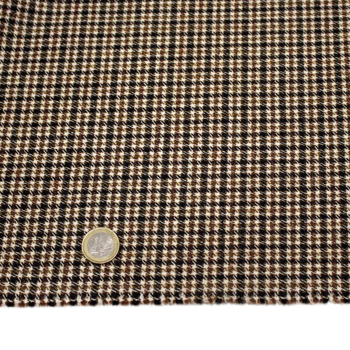 Tissu draperie Pied de poule marron noir écru - Fabrication italienne