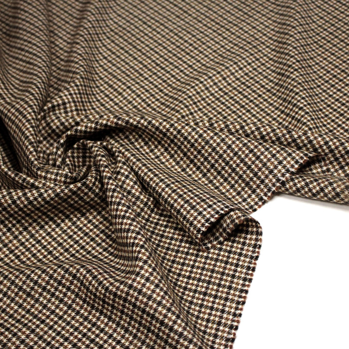 Tissu draperie Pied de poule marron noir écru - Fabrication italienne
