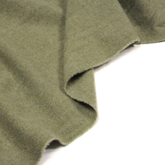 Tissu lainage vert sauge uni - Fabrication italienne