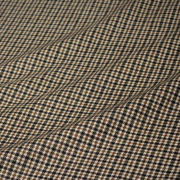 Tissu draperie Pied de poule marron noir écru - Fabrication italienne