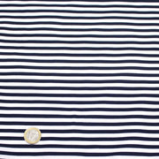 Tissu popeline de coton marinière à rayures blanches et bleu marine - OEKO - TEX STANDARD 100 - TissusPapi.com