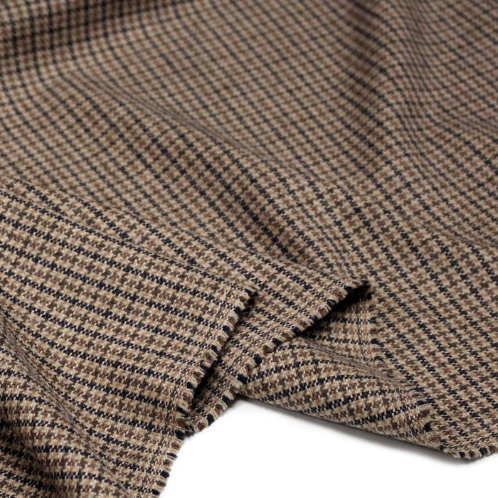 Tissu draperie Pied de poule caramel marron noir - Fabrication italienne