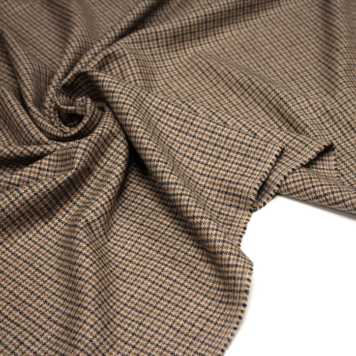 Tissu draperie Pied de poule caramel marron noir - Fabrication italienne