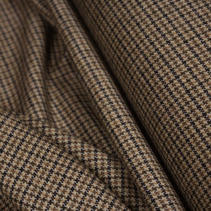 Tissu draperie Pied de poule caramel marron noir - Fabrication italienne
