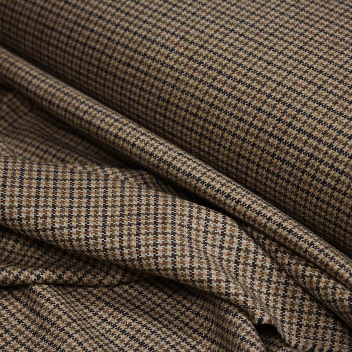 Tissu draperie Pied de poule caramel marron noir - Fabrication italienne