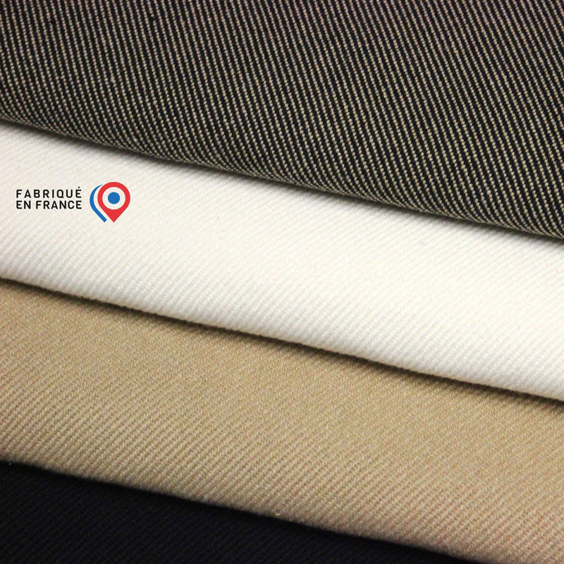 Tissu SERGÉ DENIM DE COTON ÉPAIS : trois couleurs - Matière recyclée & fabrication française - TissusPapi.com