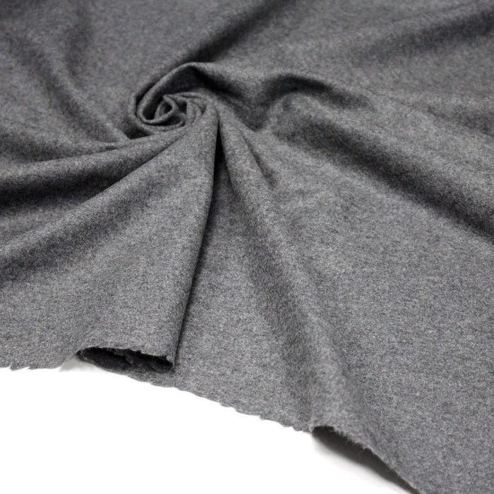Tissu lainage flanelle de laine gris souris - Fabrication italienne