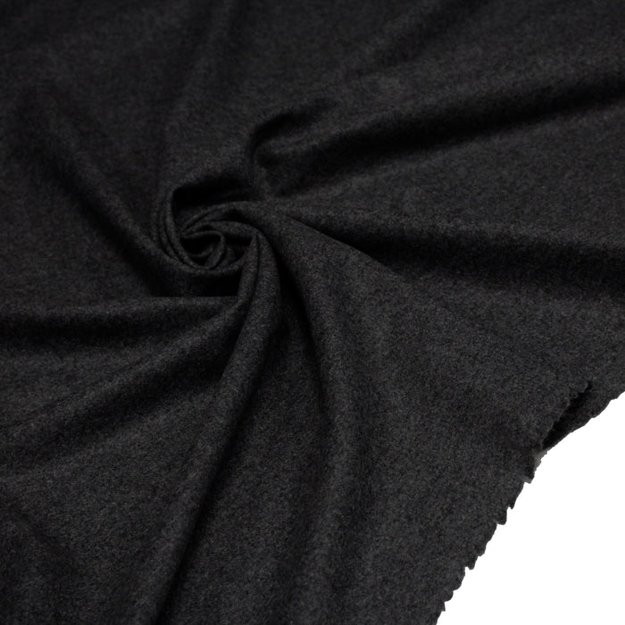 Tissu lainage flanelle de laine gris anthracite - Fabrication italienne - TissusPapi.com