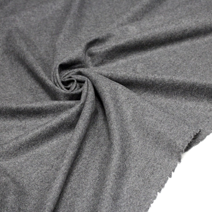 Tissu lainage flanelle de laine gris souris - Fabrication italienne