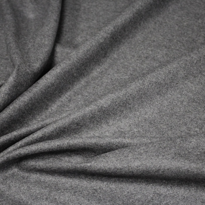 Tissu lainage flanelle de laine gris souris - Fabrication italienne