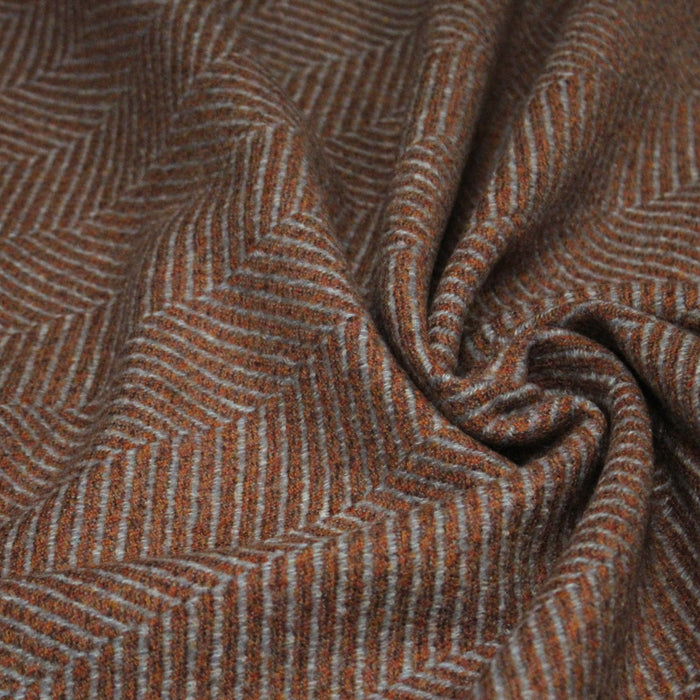 Tissu tweed laine chevrons bleus & ocres - Fabrication française