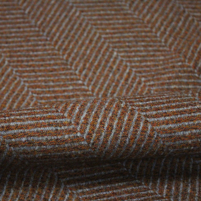 Tissu tweed laine chevrons bleus & ocres - Fabrication française