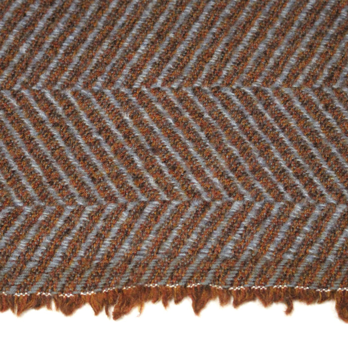 Tissu tweed laine chevrons bleus & ocres - Fabrication française