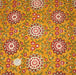 Tissu coton fin imprimé INDIENNES, jaune safran, rosaces rouges et écrues – STANDARD 100 OEKO - TEX - TissusPapi.com