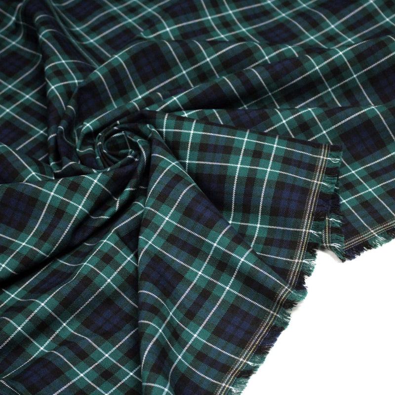Tissu Tartan motif traditionnel vert bleu blanc - STANDARD 100 OEKO - TEX - TissusPapi.com