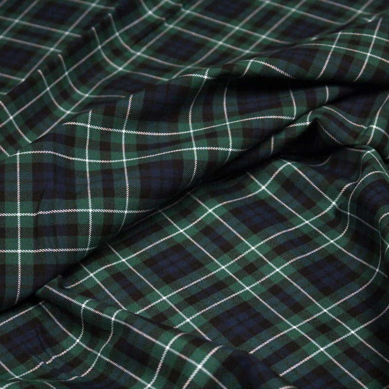 Tissu Tartan motif traditionnel vert bleu blanc - STANDARD 100 OEKO - TEX - TissusPapi.com
