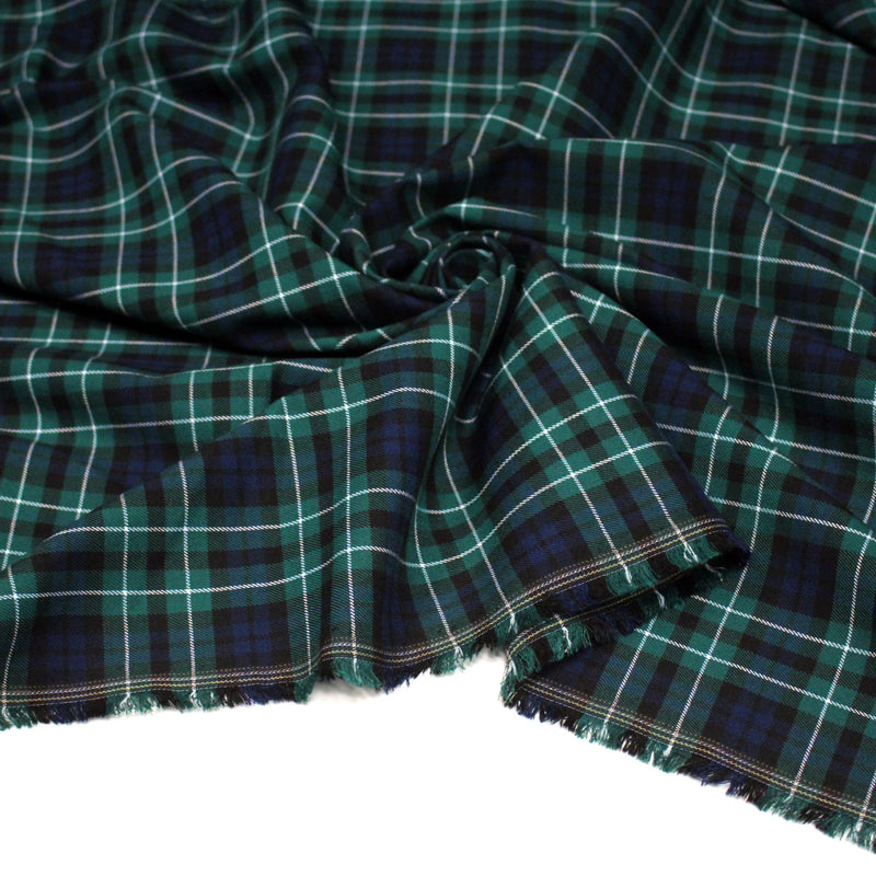 Tissu Tartan motif traditionnel vert bleu blanc - STANDARD 100 OEKO - TEX - TissusPapi.com