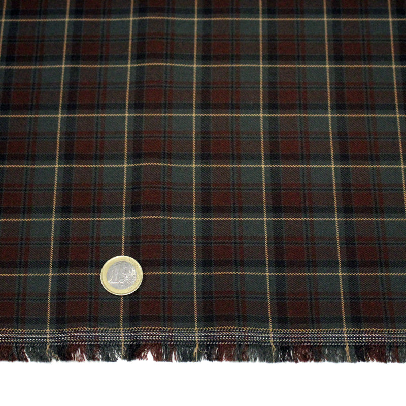 Tissu Tartan motif traditionnel vert kaki bordeaux ocre - STANDARD 100 OEKO - TEX - TissusPapi.com