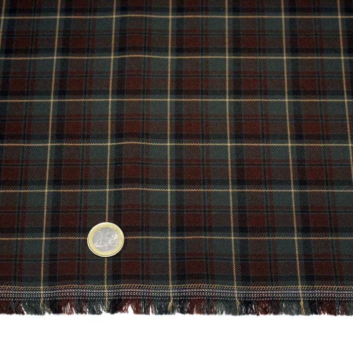 Tissu Tartan motif traditionnel vert kaki bordeaux ocre - STANDARD 100 OEKO - TEX - TissusPapi.com