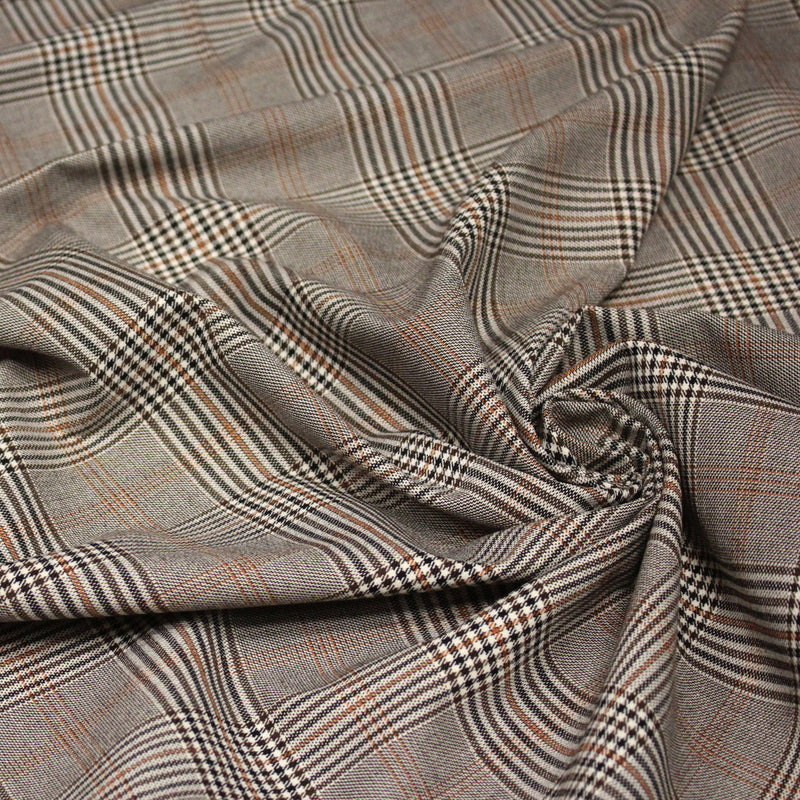 Tissu Prince de Galles noir blanc et ocre - STANDARD 100 OEKO - TEX - TissusPapi.com