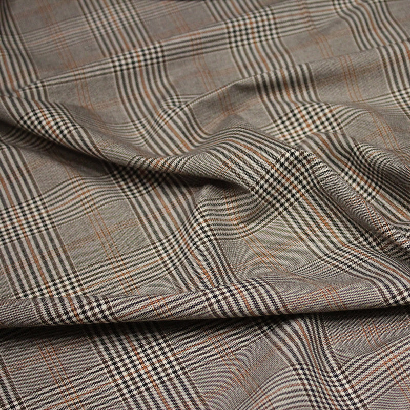 Tissu Prince de Galles noir blanc et ocre - STANDARD 100 OEKO - TEX - TissusPapi.com