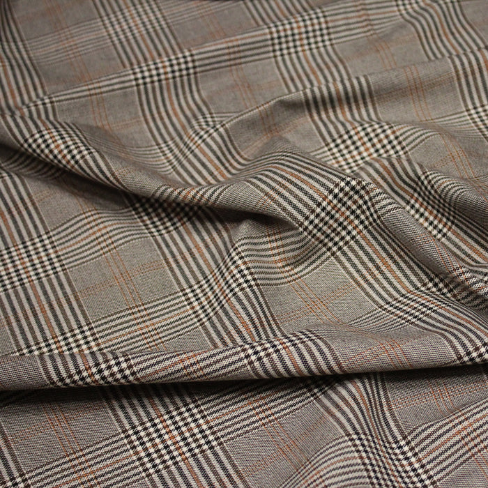 Tissu Prince de Galles noir blanc et ocre - STANDARD 100 OEKO - TEX - TissusPapi.com