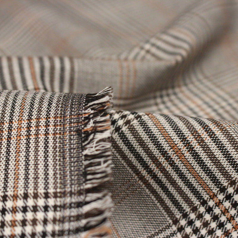 Tissu Prince de Galles noir blanc et ocre - STANDARD 100 OEKO - TEX - TissusPapi.com