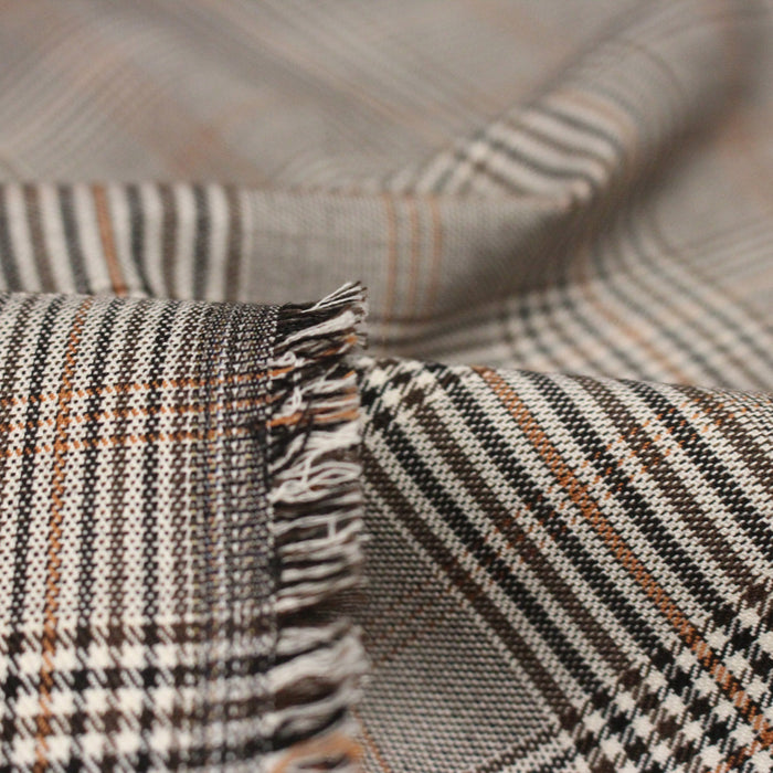 Tissu Prince de Galles noir blanc et ocre - STANDARD 100 OEKO - TEX - TissusPapi.com