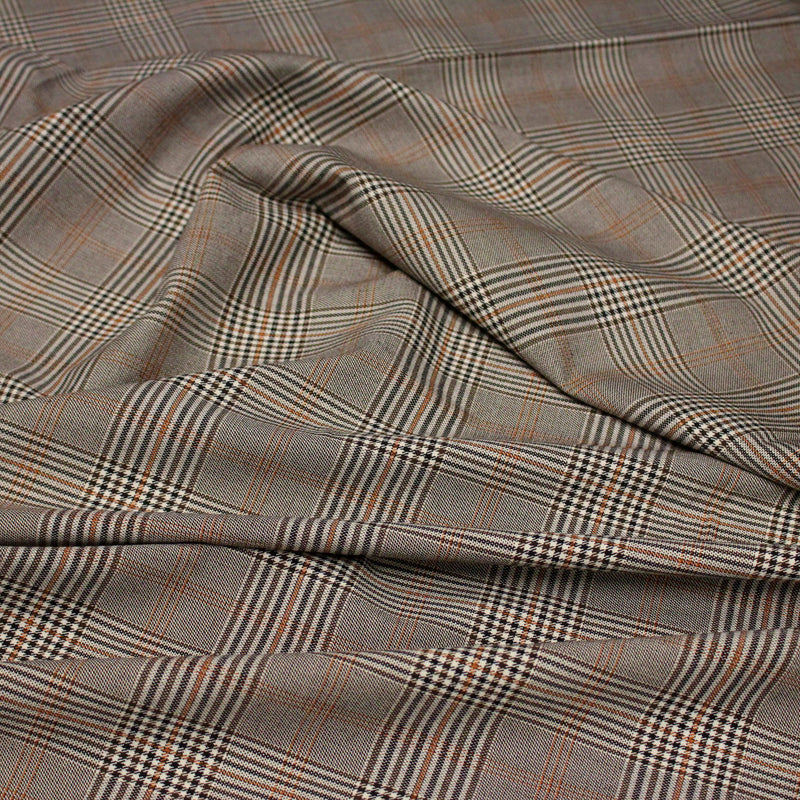 Tissu Prince de Galles noir blanc et ocre - STANDARD 100 OEKO - TEX - TissusPapi.com