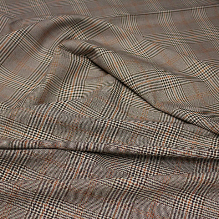 Tissu Prince de Galles noir blanc et ocre - STANDARD 100 OEKO - TEX - TissusPapi.com
