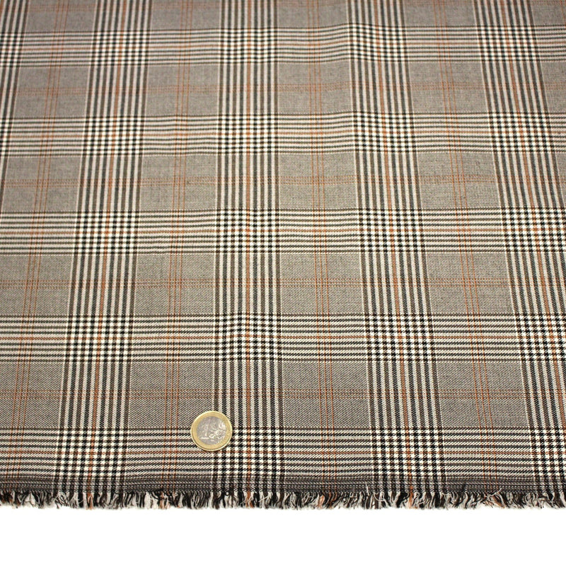 Tissu Prince de Galles noir blanc et ocre - STANDARD 100 OEKO - TEX - TissusPapi.com